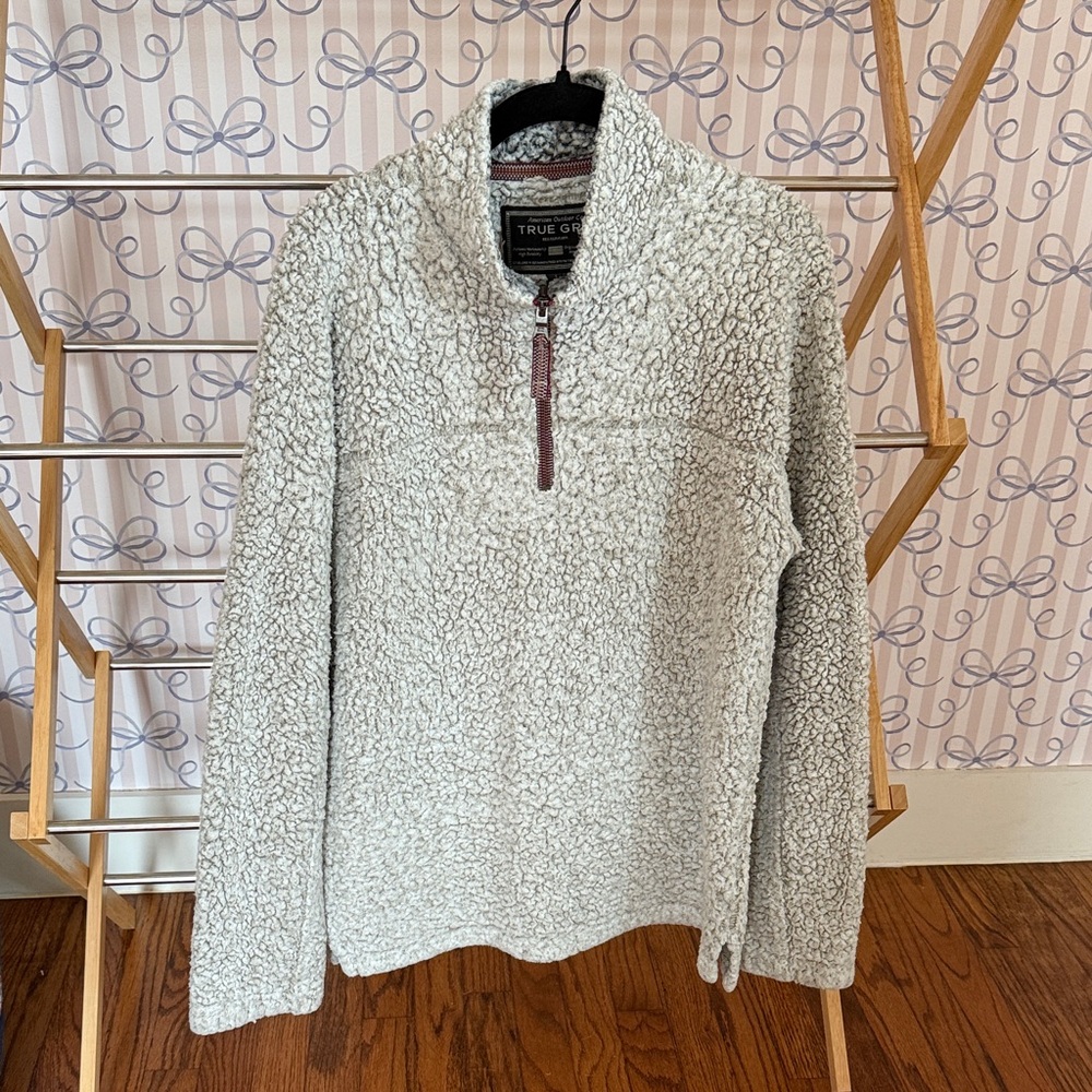 True Grit Light Gray Sherpa Quarter-Zip Pullover